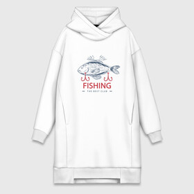 Платье-худи хлопок с принтом Лучший рыболовный клуб в Курске,  |  | fish | fishing | мужику | мужчине | на рыбалке | на рыбалку | рыба | рыбак | рыбакам | рыбаку | рыбалка | удочка