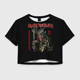 Женская футболка Crop-top 3D с принтом Iron Maiden, Senjutsu в Курске, 100% полиэстер | круглая горловина, длина футболки до линии талии, рукава с отворотами | iron maiden | senjutsu | айрон мейден | группы | музыка | рок | самурпй | хеви метал | череп