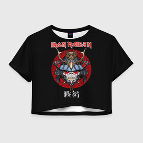 Женская футболка Crop-top 3D с принтом Iron Maiden, Senjutsu в Курске, 100% полиэстер | круглая горловина, длина футболки до линии талии, рукава с отворотами | iron maiden | senjutsu | айрон мейден | группы | музыка | рок | самурпй | хеви метал | череп