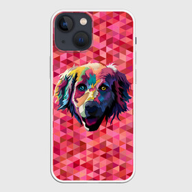 Чехол для iPhone 13 mini с принтом Радужный пёсель в Курске,  |  | Тематика изображения на принте: animal | dog | звери | пёс | пёсель | радужный | собака | собакен