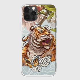 Чехол для iPhone 12 Pro Max с принтом Тигр в облаках в Курске, Силикон |  | Тематика изображения на принте: бабочка | восточные мотивы | нежность | облака | сакура | тигр | хищник | цветы