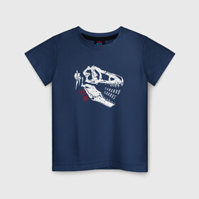 Детская футболка хлопок с принтом Тиранозавр Рекс в Курске, 100% хлопок | круглый вырез горловины, полуприлегающий силуэт, длина до линии бедер | дино | динозавр | животные | зверь | иероглифы | скелет | тиранозавр рекс | хищник | череп
