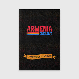 Обложка для паспорта матовая кожа с принтом Armenia forever + ever в Курске, натуральная матовая кожа | размер 19,3 х 13,7 см; прозрачные пластиковые крепления | Тематика изображения на принте: armenia | logo | армения | армян | армяни | герб | лев и орел | лого | символ | флаг | флаг и герб армении