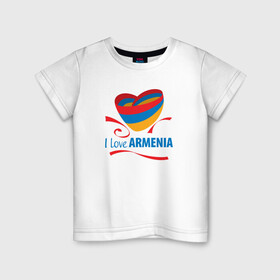 Детская футболка хлопок с принтом Я люблю Армению в Курске, 100% хлопок | круглый вырез горловины, полуприлегающий силуэт, длина до линии бедер | armenia | logo | армения | армян | армяни | герб | лев и орел | лого | символ | флаг | флаг и герб армении