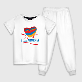 Детская пижама хлопок с принтом Я люблю Армению в Курске, 100% хлопок |  брюки и футболка прямого кроя, без карманов, на брюках мягкая резинка на поясе и по низу штанин
 | armenia | logo | армения | армян | армяни | герб | лев и орел | лого | символ | флаг | флаг и герб армении