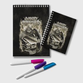 Блокнот с принтом Amon Amarth в Курске, 100% бумага | 48 листов, плотность листов — 60 г/м2, плотность картонной обложки — 250 г/м2. Листы скреплены удобной пружинной спиралью. Цвет линий — светло-серый
 | amon amarth | metal | викинг метал | группы | дэт метал | метал | музыка | рок