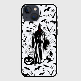 Чехол для iPhone 13 mini с принтом Хэллоуин, Grim Reaper в Курске,  |  | Тематика изображения на принте: bat | death | ghost | halloween | horror | spiderweb | вампиры | летучая мышь | летучие мыши | нечистая сила | нечисть | пауки | паутина | привидение | призрак | страшный | тыква | тьма | хеллоуин | хоррор | хэллоуин