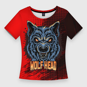 Женская футболка 3D Slim с принтом Wolf head в Курске,  |  | арт | волк | голова | графика | животные | звери