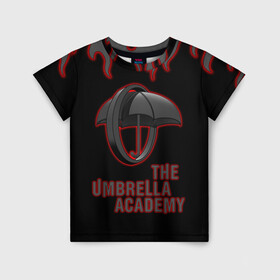 Детская футболка 3D с принтом The Umbrella Academy | Академи в Курске, 100% гипоаллергенный полиэфир | прямой крой, круглый вырез горловины, длина до линии бедер, чуть спущенное плечо, ткань немного тянется | dark horse comics | the umbrella academy | umbrella | академия амбрелла | комикс | комильфо