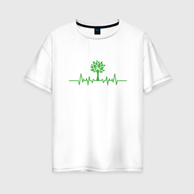 Женская футболка хлопок Oversize с принтом Веган Пульс в Курске, 100% хлопок | свободный крой, круглый ворот, спущенный рукав, длина до линии бедер
 | green | greenpaece | vegan | yoga | веган | вегетарианец | гринпис | дерево | еда | животные | жизнь | здоровье | зеленый | йога | мир | овощи | пища | планета | природа | пульс | фрукты