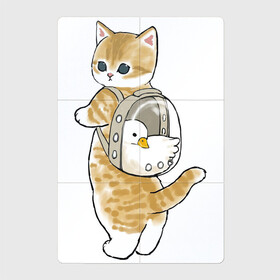 Магнитный плакат 2Х3 с принтом Котёнок с гусём в Курске, Полимерный материал с магнитным слоем | 6 деталей размером 9*9 см | арт | гусь | домашнее животное | кот | котёнок | кошка | милая кошка | милый кот | милый котёнок | пончик | прогулка | рисунок | рюкзак