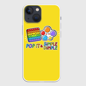 Чехол для iPhone 13 mini с принтом POP IT and SIMPLE DIMPL в Курске,  |  | Тематика изображения на принте: pop it | popit | simple dimpl | антистресс | игрушка | поп ит | попит | пузырчатая плёнка | пупырка | симпл димпл | симплдимпл