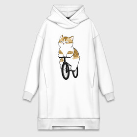 Платье-худи хлопок с принтом Котик на велосипеде в Курске,  |  | арт | велосипед | ветер | кот | котёнок | кошка | милая кошка | милый кот | милый котёнок | отдых | отдыхает | пончик | рисунок