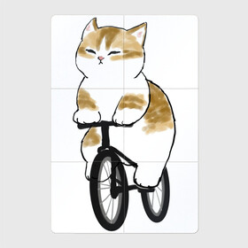 Магнитный плакат 2Х3 с принтом Котик на велосипеде в Курске, Полимерный материал с магнитным слоем | 6 деталей размером 9*9 см | арт | велосипед | ветер | кот | котёнок | кошка | милая кошка | милый кот | милый котёнок | отдых | отдыхает | пончик | рисунок