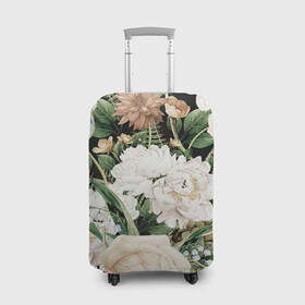 Чехол для чемодана 3D с принтом Винтажные цветы в Курске, 86% полиэфир, 14% спандекс | двустороннее нанесение принта, прорези для ручек и колес | букет | винтажный стиль | для девушек | цветы