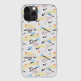 Чехол для iPhone 12 Pro Max с принтом Ленивцы паттерн в Курске, Силикон |  | забавные животные | иллюстрация | ленивцы | листоеды | паттерн | приглушенные цвета | рисунок | светлый принт | тотемное животное | экзотические животные