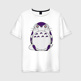 Женская футболка хлопок Oversize с принтом Totoro Frieza в Курске, 100% хлопок | свободный крой, круглый ворот, спущенный рукав, длина до линии бедер
 | dragon ball | frieza | ghibli | japan | nature | neigbor | totoro | анимация | аниме | гибли | друг | животные | лес | манга | милый | миядзаки | мой сосед тоторо | мульт | мультфильм | природа | сосед | торияма | тоторо | фриза
