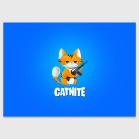 Поздравительная открытка с принтом Catnite в Курске, 100% бумага | плотность бумаги 280 г/м2, матовая, на обратной стороне линовка и место для марки
 | cs go | fortnite | кот | котик | смешной кот | смешной фортнайт | фортнайт | шутер