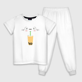 Детская пижама хлопок с принтом Totoro Drink в Курске, 100% хлопок |  брюки и футболка прямого кроя, без карманов, на брюках мягкая резинка на поясе и по низу штанин
 | Тематика изображения на принте: ghibli | japan | nature | neigbor | neighbour | totoro | анимация | аниме | гибли | друг | животные | лес | милый | мир | миядзаки | мой сосед тоторо | мульт | мультфильм | природа | сок | сосед | сусуватари | тоторо | хаяо