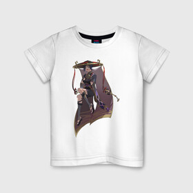 Детская футболка хлопок с принтом Скарамучча в Курске, 100% хлопок | круглый вырез горловины, полуприлегающий силуэт, длина до линии бедер | арт | баал | инадзума | милый парень | рисунок | скарамучча | фатуи