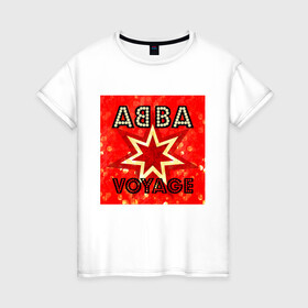 Женская футболка хлопок с принтом ABBA новый альбом Voyage в Курске, 100% хлопок | прямой крой, круглый вырез горловины, длина до линии бедер, слегка спущенное плечо | abba | voyage | абба | альбом | возвращение | группа | музыка | поп | премьера