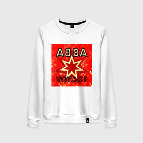 Женский свитшот хлопок с принтом ABBA новый альбом Voyage в Курске, 100% хлопок | прямой крой, круглый вырез, на манжетах и по низу широкая трикотажная резинка  | abba | voyage | абба | альбом | возвращение | группа | музыка | поп | премьера