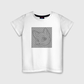 Детская футболка хлопок с принтом Cat illusion в Курске, 100% хлопок | круглый вырез горловины, полуприлегающий силуэт, длина до линии бедер | Тематика изображения на принте: art | illusion | арт | иллюзия | линии | надпись | оптическая | оптическая иллюзия