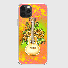 Чехол для iPhone 12 Pro Max с принтом Гитара и подсолнухи в Курске, Силикон |  | гитара | инструмент | кляксы | подсолнух | цветы