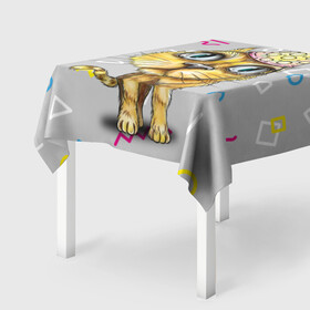 Скатерть 3D с принтом Котик в Курске, 100% полиэстер (ткань не мнется и не растягивается) | Размер: 150*150 см | геометрия | глаза | день рождения | именинник | кот | котик
