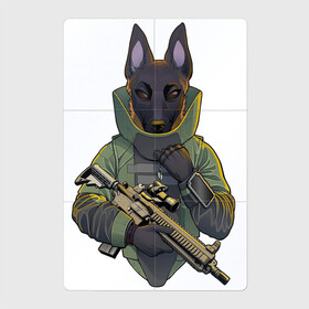 Магнитный плакат 2Х3 с принтом Овчарка-военный в Курске, Полимерный материал с магнитным слоем | 6 деталей размером 9*9 см | автомат | арт | винтовка | военный | животное | зверь | оружие | пёс | рисунок | снайпер | снайперская винтовка | собака | человекоподобный
