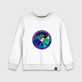 Детский свитшот хлопок с принтом SPACEX Илон Маск Лого в Курске, 100% хлопок | круглый вырез горловины, эластичные манжеты, пояс и воротник | Тематика изображения на принте: земля | компания. | космос | логотип | орбита