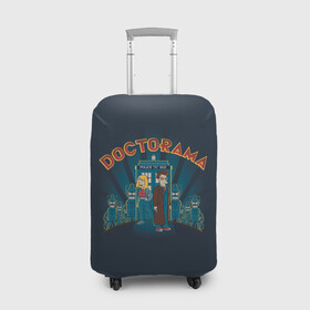 Чехол для чемодана 3D с принтом Doctorama в Курске, 86% полиэфир, 14% спандекс | двустороннее нанесение принта, прорези для ручек и колес | doctor who | futurama | serial | доктор кто | путешествия во времени | сериал | сериалы | фантастика | футурама