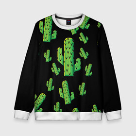 Детский свитшот 3D с принтом Cactus Time - Веселые кактусы в Курске, 100% полиэстер | свободная посадка, прямой крой, мягкая тканевая резинка на рукавах и понизу свитшота | Тематика изображения на принте: cactus time | веселый | зеленый | кактусы | милый