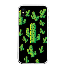 Чехол для iPhone XS Max матовый с принтом Cactus Time - Веселые кактусы в Курске, Силикон | Область печати: задняя сторона чехла, без боковых панелей | Тематика изображения на принте: cactus time | веселый | зеленый | кактусы | милый
