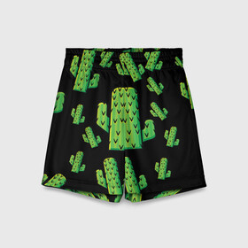Детские спортивные шорты 3D с принтом Cactus Time - Веселые кактусы в Курске,  100% полиэстер
 | пояс оформлен широкой мягкой резинкой, ткань тянется
 | cactus time | веселый | зеленый | кактусы | милый