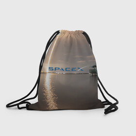 Рюкзак-мешок 3D с принтом SpaceX Dragon 2 в Курске, 100% полиэстер | плотность ткани — 200 г/м2, размер — 35 х 45 см; лямки — толстые шнурки, застежка на шнуровке, без карманов и подкладки | crew | dragon | falcon 9 | rocket | ship | space | spaceship | spacex | икс | корабль | космический | космос | ракета | спейс