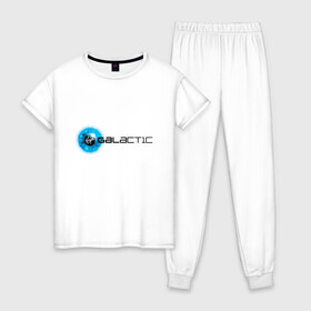 Женская пижама хлопок с принтом Virgin Galactic logo в Курске, 100% хлопок | брюки и футболка прямого кроя, без карманов, на брюках мягкая резинка на поясе и по низу штанин | logo | вирджин галактик | космос