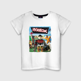 Детская футболка хлопок с принтом ROBLOX | РОБЛОКС (Z) в Курске, 100% хлопок | круглый вырез горловины, полуприлегающий силуэт, длина до линии бедер | game | gamer | roblox | robo | simulator | игра | конструктор | роблок | роблокс | робо | симулятор | строительство | фигура