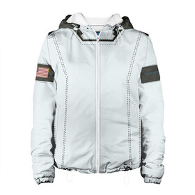 Женская куртка 3D с принтом SpaceX. Скафандр астронавта в Курске, ткань верха — 100% полиэстер, подклад — флис | прямой крой, подол и капюшон оформлены резинкой с фиксаторами, два кармана без застежек по бокам, один большой потайной карман на груди. Карман на груди застегивается на липучку | space x | илон маск | как тебе такое | суборбитальные полеты