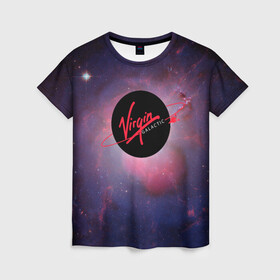 Женская футболка 3D с принтом Virgin Galactic космос в Курске, 100% полиэфир ( синтетическое хлопкоподобное полотно) | прямой крой, круглый вырез горловины, длина до линии бедер | вирджин галактик | космос | лого