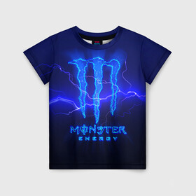Детская футболка 3D с принтом MONSTER ENERGY МОЛНИЯ в Курске, 100% гипоаллергенный полиэфир | прямой крой, круглый вырез горловины, длина до линии бедер, чуть спущенное плечо, ткань немного тянется | monster | monster energy | монстер | монстер енерджи | монстер енэрджи | монстер энерджи | энергетик | энергетический напиток