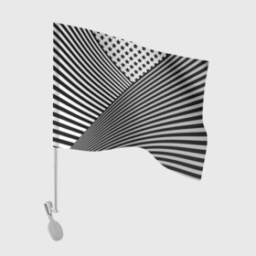 Флаг для автомобиля с принтом Полосатый комбинированный узор в Курске, 100% полиэстер | Размер: 30*21 см | звезды | комбинированный | молодежный | монохромный | полосатый | серый и черный | современный | черно белый
