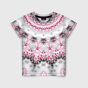 Детская футболка 3D с принтом Абстрактный современный фон в Курске, 100% гипоаллергенный полиэфир | прямой крой, круглый вырез горловины, длина до линии бедер, чуть спущенное плечо, ткань немного тянется | абстрактный | женский | калейдоскоп | мозаика | мозаичный узор | молодежный | серый и розовый | современный | этно