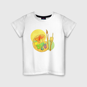 Детская футболка хлопок с принтом Краски в Курске, 100% хлопок | круглый вырез горловины, полуприлегающий силуэт, длина до линии бедер | иллюстрация | краски | палитра | творчество | художник