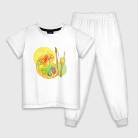 Детская пижама хлопок с принтом Краски в Курске, 100% хлопок |  брюки и футболка прямого кроя, без карманов, на брюках мягкая резинка на поясе и по низу штанин
 | иллюстрация | краски | палитра | творчество | художник