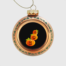 Стеклянный ёлочный шар с принтом Хэллоуин смешные тыквы в Курске, Стекло | Диаметр: 80 мм | день всех святых | забавные рожицы | карнавал | праздник | смешные | тыквы | хэллоуин