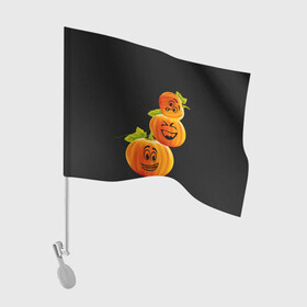Флаг для автомобиля с принтом Хэллоуин смешные тыквы в Курске, 100% полиэстер | Размер: 30*21 см | день всех святых | забавные рожицы | карнавал | праздник | смешные | тыквы | хэллоуин