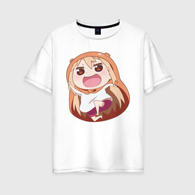 Женская футболка хлопок Oversize с принтом Umaru в Курске, 100% хлопок | свободный крой, круглый ворот, спущенный рукав, длина до линии бедер
 | anime | himouto umaru chan | umaru | umaru chan | аниме | аниме сереал | двуличная сестрёнка умару | мульт  фильм | мультсериал | умару | умару дома | умару чан