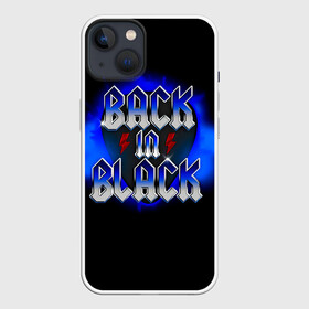 Чехол для iPhone 13 с принтом BACK in BLACK AC DC в Курске,  |  | ac dc | acdc | acdc ас дс | angus | back in black | highway to hell | mckinnon | you | австралийская | ангус янг | ас дс | асдс | блюз | в форме | гитара | группа | крис слэйд | метал | молния | музыка | певец | рок | рок н ролл | стиви янг