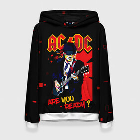 Женская толстовка 3D с принтом ARE YOU REDY? AC/DC в Курске, 100% полиэстер  | двухслойный капюшон со шнурком для регулировки, мягкие манжеты на рукавах и по низу толстовки, спереди карман-кенгуру с мягким внутренним слоем. | ac dc | acdc | acdc ас дс | angus | back in black | highway to hell | mckinnon | you | австралийская | ангус янг | ас дс | асдс | блюз | в форме | гитара | группа | крис слэйд | метал | молния | музыка | певец | рок | рок н ролл | стиви янг